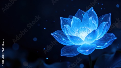 Blue glowing lotus flower