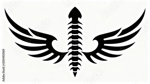 Black and white winged spine design