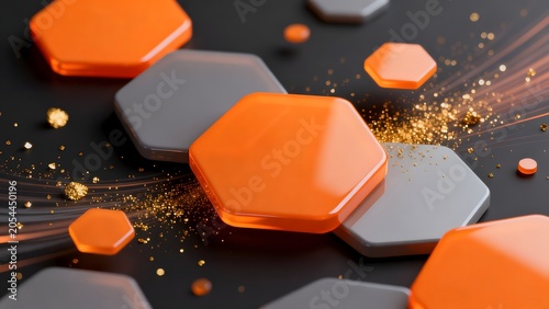 Abstract hexagonal shapes with glitter