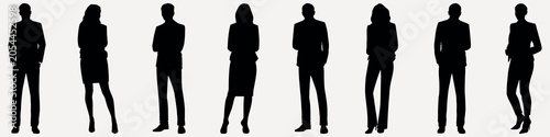 Vector silhouettes of diverse business professionals in various poses.