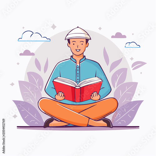 Man Reading Book While Sitting Cross-legged