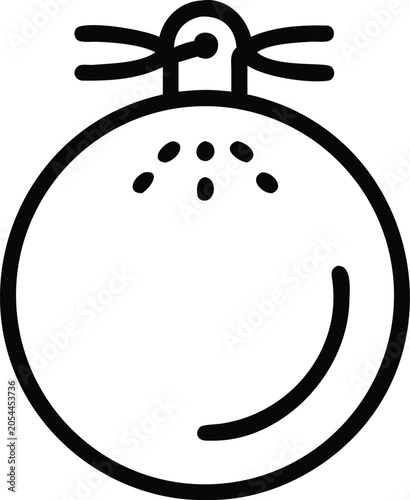 Stylized icon of a round fruit with a stem and leaves symbol orange