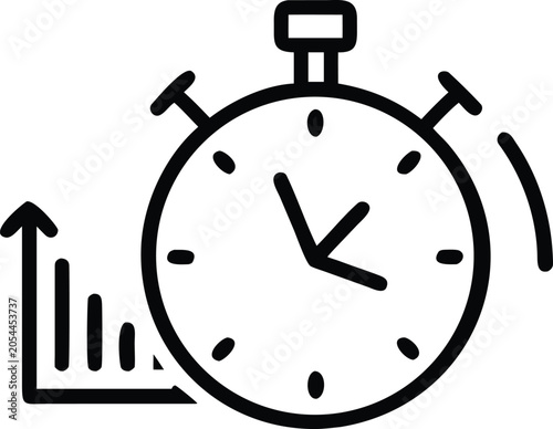 Stopwatch icon with rising bar graph symbolizing time and performance growth timer speed