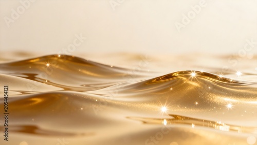 Golden liquid waves with sparkling light