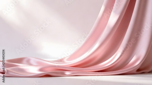 Pink satin fabric draped elegantly