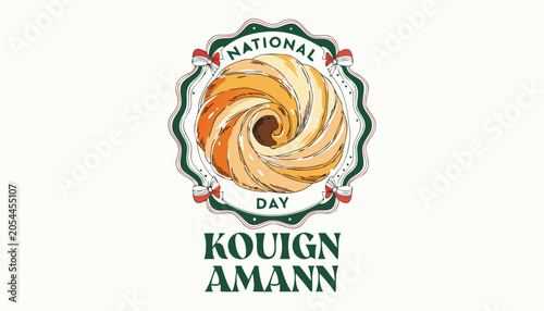 Картината върху платно Decorative emblem celebrating the delicious buttery French kouign amann pastry t