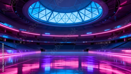 Empty arena with neon lights