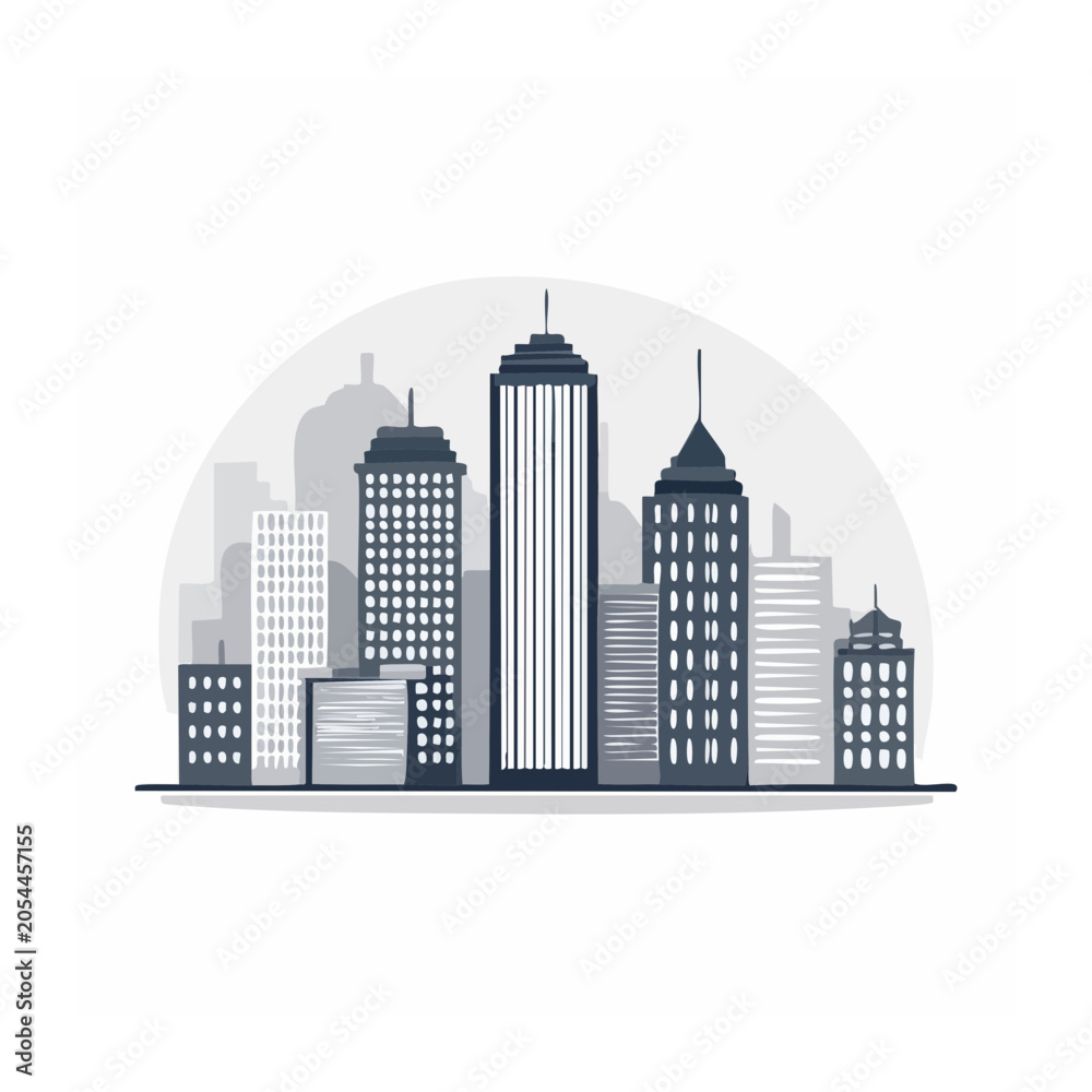 Fototapeta premium Flat City Skyline Illustration