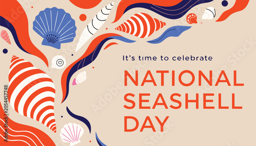 Fotografía Colorful decorative seashell illustration for national seashell day celebration