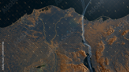 Fényképezés Suez Canal, Shipping Lanes and Trade Routes Concept Showing Navigation and Logis
