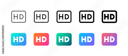 Obraz na plátne HD Quality Gradient Icon Set in outline, solid, and gradient styles for video re
