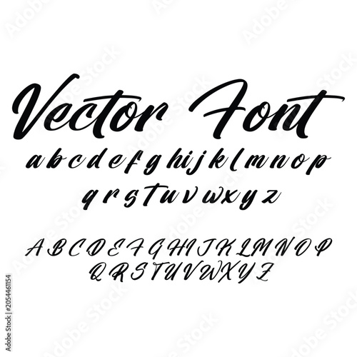 Handwritten script vector font typography lettering