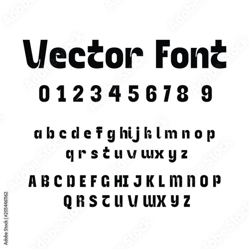 Modern bold vector font alphabet with numbers set