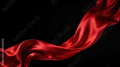 Red fabric flowing against black background