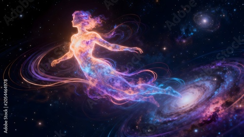 Abstract figure in cosmic space