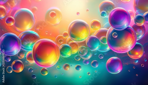 Obraz na płótnie Beautiful Rainbow Soap Bubbles Float As Background