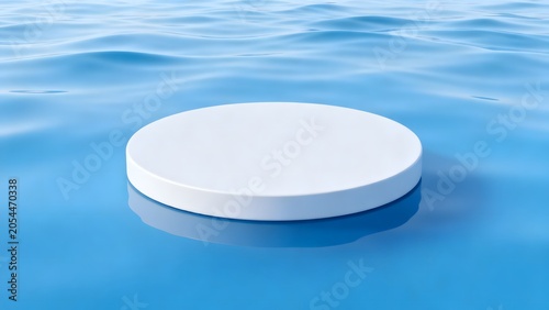 White circular platform in blue water