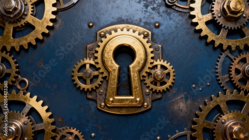 Steampunk style gears and lock