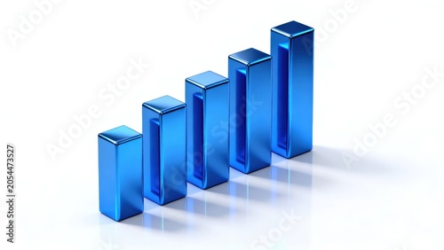 Blue 3D bar chart on white background