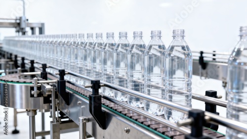 Plastic bottles on conveyor belt