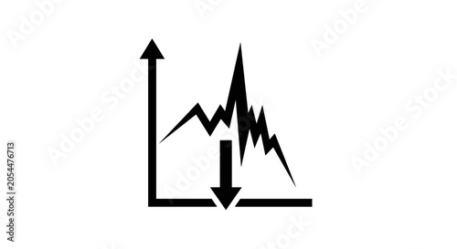 Graph chart with arrow pointing down.