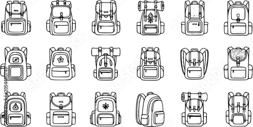 Foto Black and White Line Art Backpacks Collection