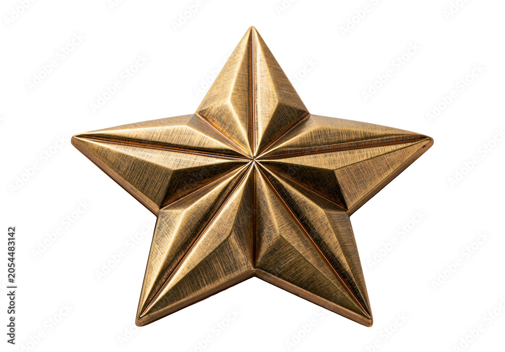 Fototapeta premium Golden metallic star ornament on transparent background
