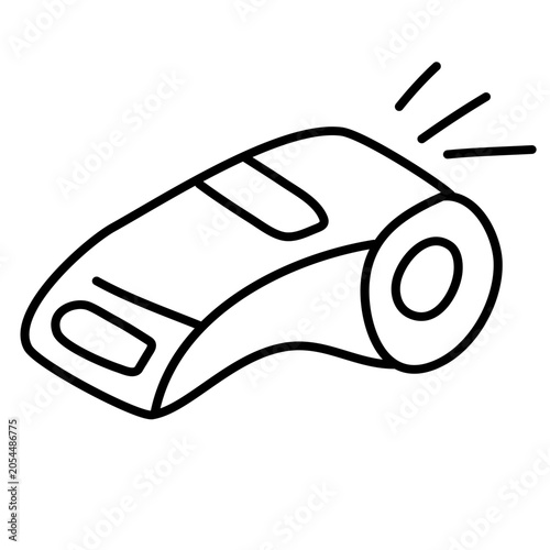 Hand drawn referee whistle icon doodle vector sport coach outline element