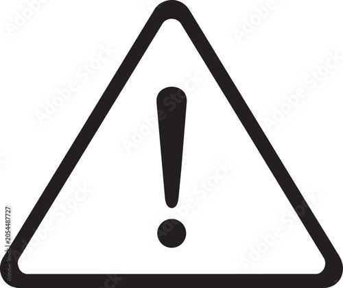 Warning sign with exclamation mark on transparent background