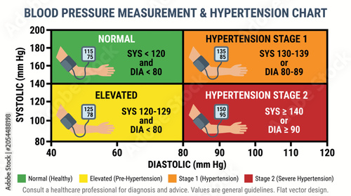 Bild auf Leinwand Blood Pressure Systolic Diastolic Measurement Hypertension Chart