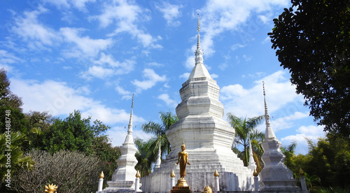 Принти на полотні White Dai Style Buddhist Stupas at Temple in Xishuangbanna, Yunnan, China