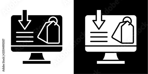 Online Shopping  Icon Set White Glyph Style Collection