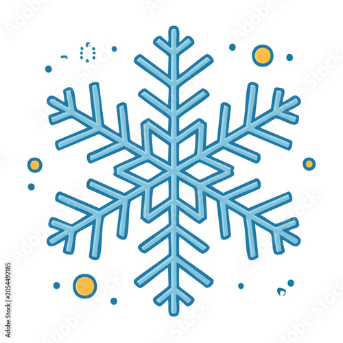 Blue Snowflake Icon in Flat Design