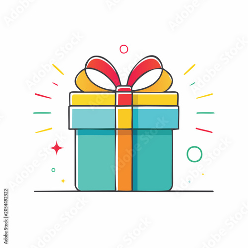 Gift Box with Ribbon and Confetti