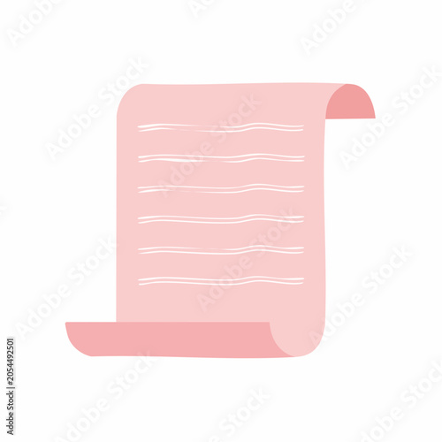 Pink Paper Scroll with Lined Writing