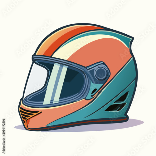 Retro Motorcycle Helmet Illustration