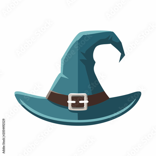 Teal Witch Hat with Brown Band and Buckle