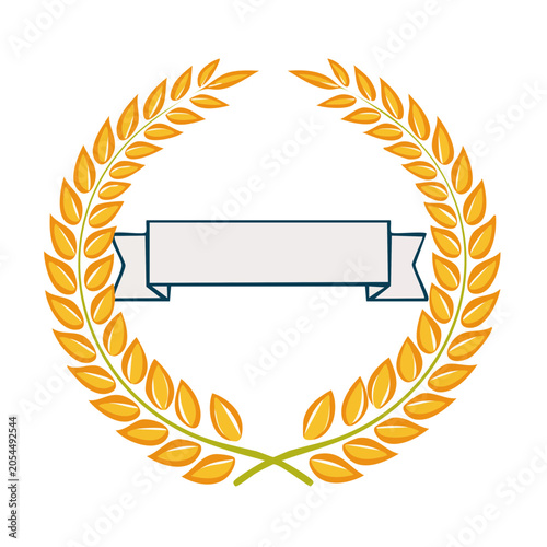 Wheat Wreath with Ribbon Banner Vector Illustration