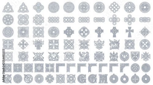 Bild auf Leinwand Collection of celtic knots crosses and decorative ornament elements
