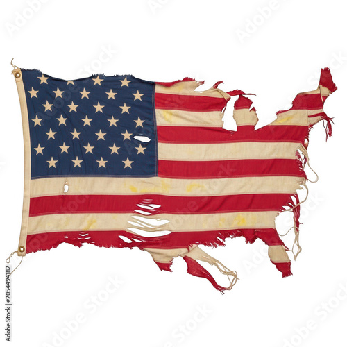 Torn and bleeding american usa flag waving with distressed effect