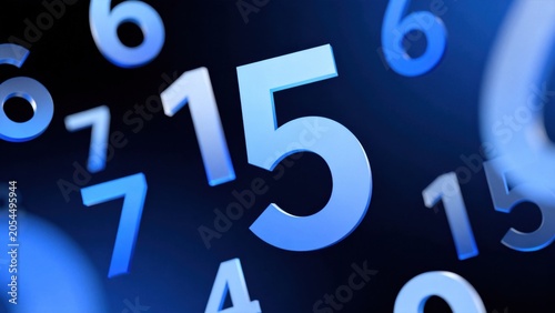 Blue numbers floating in dark space