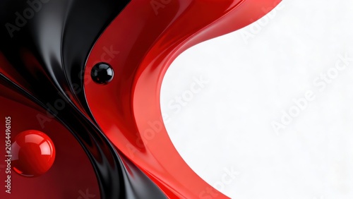 Red and black flowing liquid shapes
