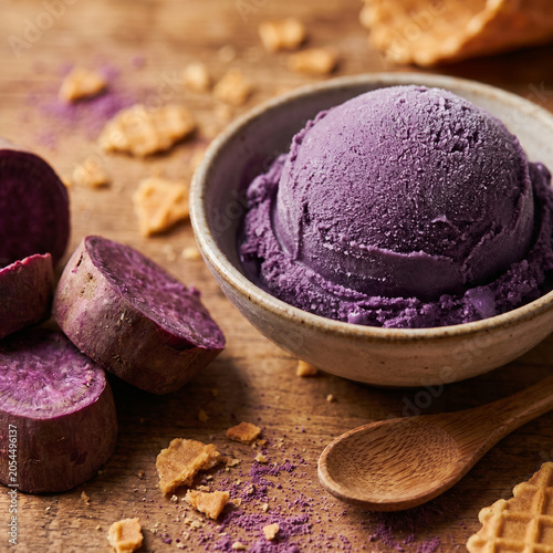 purple ube yam and ube ice cream 