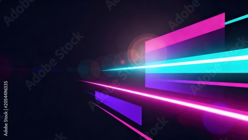 Abstract neon light lines on dark background