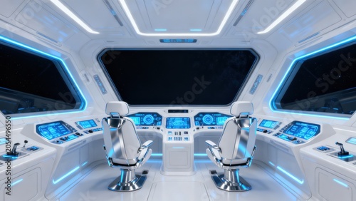 Futuristic spaceship cockpit interior