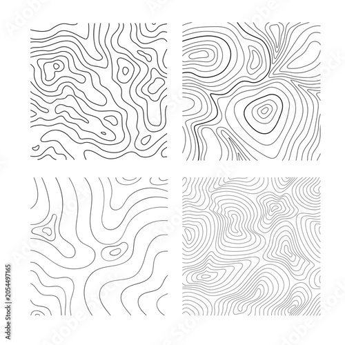 Topographic Map Contour Line Set Vector Patterns Minimalist Geographic Backgrounds