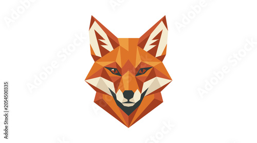 Polygonal fox portrait in vibrant orange and brown tones