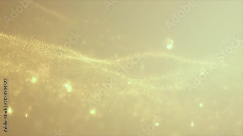 Golden Particles in Light: A mesmerizing display of glowing golden particles drifts and swirls in a soft, ethereal light, creating a magical and abstract atmosphere.