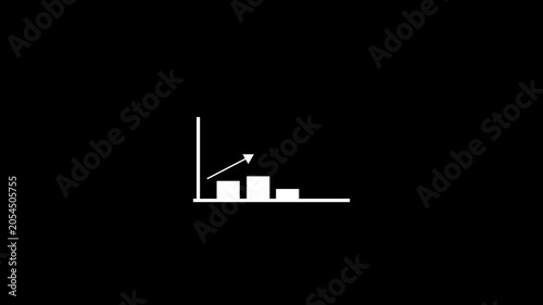 Simple Chart Growth Arrow Up Business Animation Clean White Loop Transparent Background
