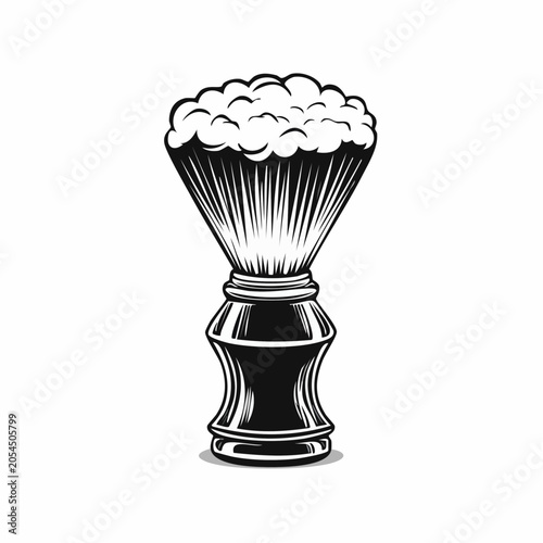 Vintage Monochrome Illustration of a Classic Shaving Brush for Men's Grooming